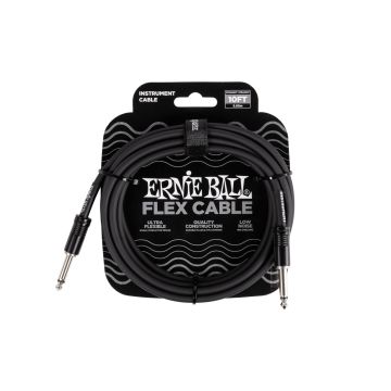 Preview van Ernie Ball 6434 FLEX INSTRUMENT CABLE STRAIGHT/STRAIGHT 10FT - BLACK