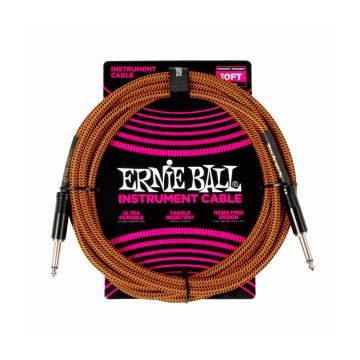 Preview of Ernie Ball 6468 10&#039; BRAIDED INSTRUMENT CABLE STRAIGHT/STRAIGHT 10FT - PUMPKIN PIE