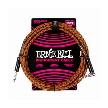 Preview of Ernie Ball 6470 10&#039; BRAIDED INSTRUMENT CABLE STRAIGHT/ANGLE 10FT - PUMPKIN PIE