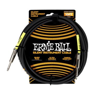 Preview van Ernie Ball 6472 10&#039; CLASSIC SILENT INSTRUMENT CABLE, STRAIGHT/STRAIGHT 10FT - BLACK