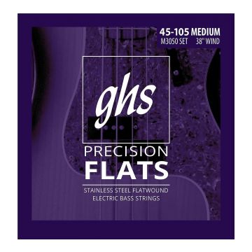 Preview of GHS M3050 Medium Precision Flatwound Flat Wrap Stainless Steel Regular 045/105