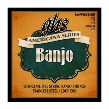 Preview van GHS PF190 AMERICANA SERIES BANJO - PF190 Set, Cryogenically Treated Stainless Steel, Light Loop end