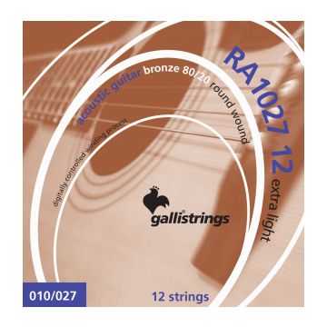 Preview of Galli RA1027-12 12 string LIGHT tension 80/20 bronze wound  .010 &ndash; .027