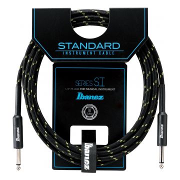 Preview van Ibanez SI10-BG  Woven Instrument cable 3.05m/10ft  2 Straight  plug Black x Green