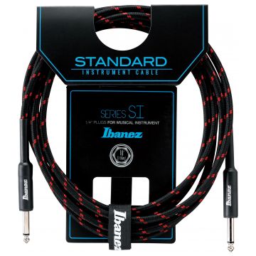 Preview of Ibanez SI10-BW  Woven Instrument cable 3.05m/10ft  2 Straight  plug Black x Wine