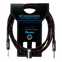 Thumbnail van Ibanez SI10-BW  Woven Instrument cable 3.05m/10ft  2 Straight  plug Black x Wine