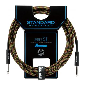 Preview van Ibanez SI10-CGR  Woven Instrument cable 3.05m/10ft  2 Straight  plug Camouflage Green