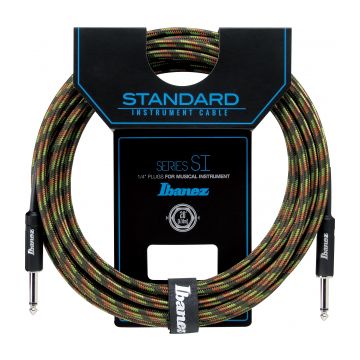 Preview of Ibanez SI20-CGR Woven Instrument cable 6.10m/20ft  2 Straight  plug Camouflage Green