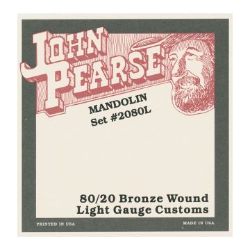 Preview van John Pearse 2080L Light 80/20 bronze mandolin Loop-end