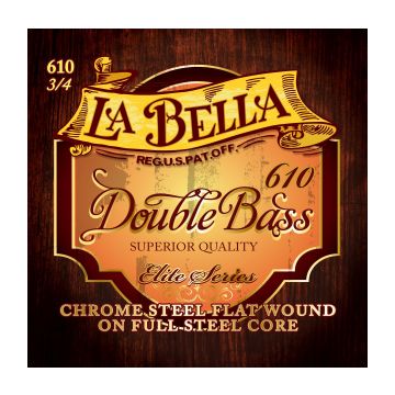 Preview van La Bella 610 Chrome Steel Flat Wound on Full Steel Core