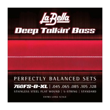 Preview van La Bella 760FS-B-XL Flatwound Stainless Steel extra long scale