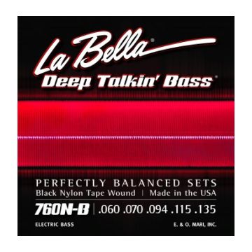 Preview of La Bella 760N-B-XL Low B Black Nylon Tape Wound Extra Long