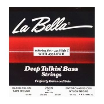 Preview of La Bella 760N-CB High-C, Low B Black Nylon Tape Wound