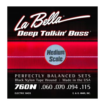 Preview of La Bella 760N-M Black Nylon Tape Wound Medium Scale