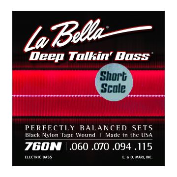 Preview of La Bella 760N-S Black Nylon Tape Wound Short Scale