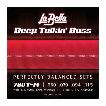Preview of La Bella 760T-M  White Nylon Tape Wound Medium scale