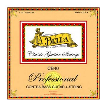 Preview of La Bella CB40-PE string set contrabass 4, 750mm scale, clear nylon trebles &amp; silverplated basses Plain end