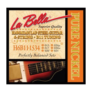 Preview of La Bella H6B11-1534 Hawaiian Lap Steel Guitar, Pure Nickel &ndash; 6-String B11 Tuning 15-34