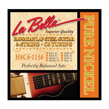 Preview of La Bella H8C6-1156 Hawaiian Lap Steel Guitar, Pure Nickel &ndash; 8-String C6 Tuning 11-56