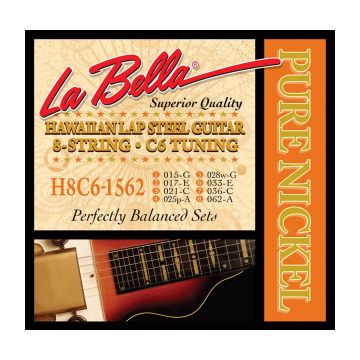 Preview of La Bella H8C6-1562 Hawaiian Lap Steel Guitar, Pure Nickel &ndash; 8-String C6 Tuning 15-62