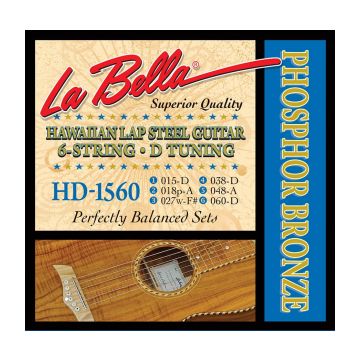 Preview of La Bella HD1560 Hawaiian Lap Steel Guitar, Phosphor Bronze &ndash; 6-String D Tuning 15-60