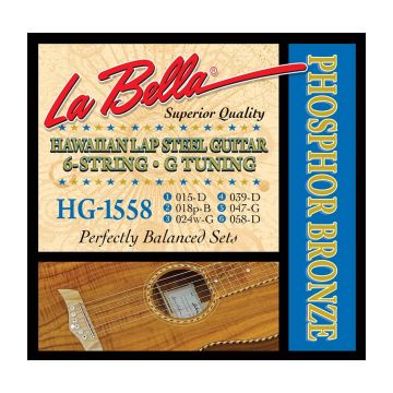 Preview of La Bella HG1558 Hawaiian Lap Steel Guitar, Phosphor Bronze &ndash; 6-String G Tuning 15-58