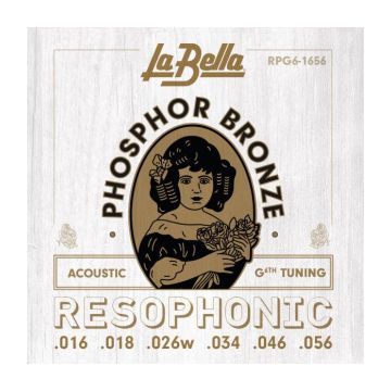 Preview of La Bella RPG6-1656 Resophonic &ndash; G6th 16-56 RESONATOR PHOSPHOR BRONZE ACOUSTIC GUITAR STRINGS 16-56 G 6th tuning