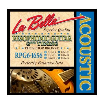 Preview of La Bella RPG6-1656 Resophonic &ndash; G6th 16-56 RESONATOR PHOSPHOR BRONZE ACOUSTIC GUITAR STRINGS 16-56 G 6th tuning