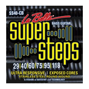 Preview van La Bella SS40-CB XL Super Steps, 6-String &ndash; Extra Light 29-118 extra long scale