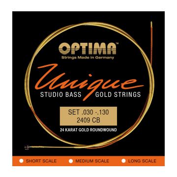 Preview of Optima 2409 CB Unique studio Gold strings  24 Karat gold Super Long scale Tapered B