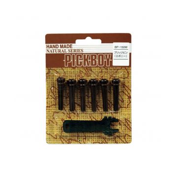 Preview van Pickboy BP-150-W Ebony bridge Pins with extractor, Ebony with Ivory Dot
