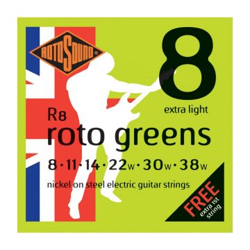 Preview of Rotosound R8 Roto &#039;Greens&#039; Extra light nickel