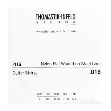 Preview of Thomastik PJ16 Single .016 Nylon Flat Wound on Rope Core